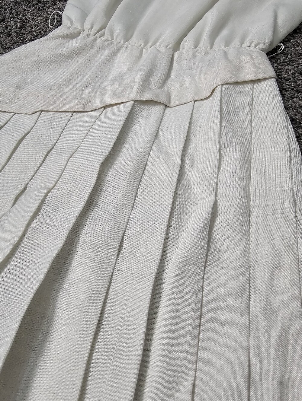 Vintage Malouf Petite White Pleated Midi Dress Size 6 - Picture 4 of 9